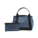バレンシアガ BALENCIAGA NAVY CABAS S ネイビーカバ トートバッグ バッグ デニム レザー ブルー系 / ブラック系 339933 【中古...