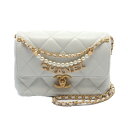 シャネル CHANEL マトラッセ ミニフラップバッグ ショルダーバッグ バッグ ラムスキン ホワイト系 AS4986 【中古】