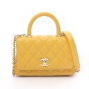 シャネル CHANEL ココハンドルXXS トップハンドル ハンドバッグ バッグ キャビアスキン(グレインドカーフ) イエロー系 AS2215 【中古】