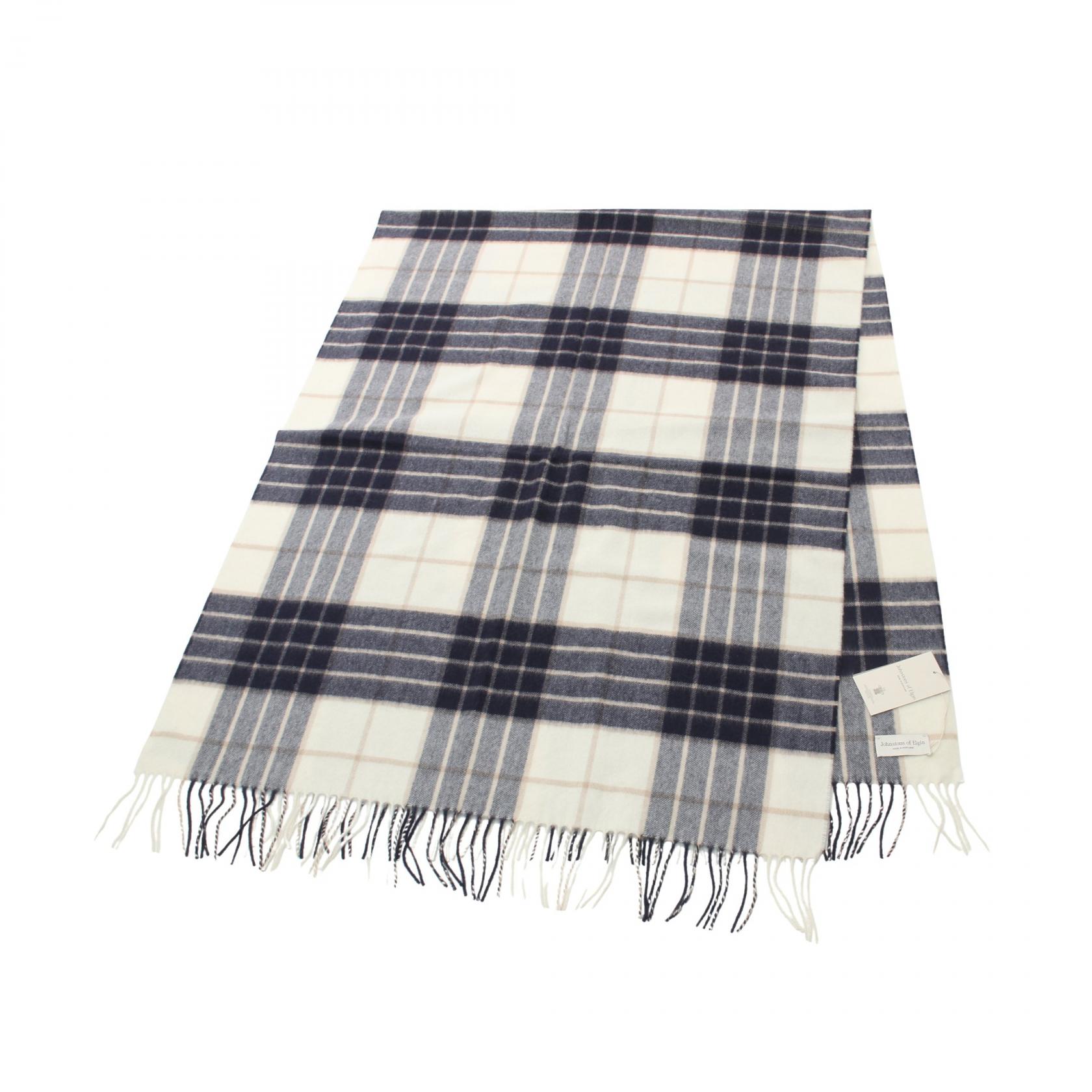 ジョンストンズ JOHNSTONS マフラー 衣料品 カシミヤ ネイビー系 / ホワイト系 / ベージュ系 WA56RU5380 【中古】