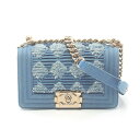 シャネル CHANEL ボーイシャネル スモール ショルダーバッグ バッグ デニム ネイビー系 A67085 【中古】