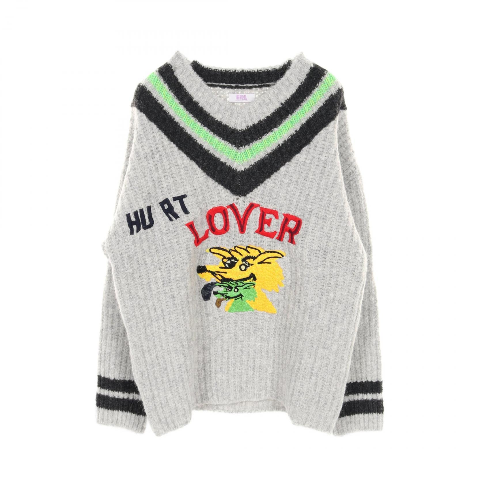 イーアールエル ERL Hurt Lover Varsity Knit ニット 衣料品 トップス ウ