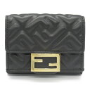 フェンディ FENDI 三つ折財布 三つ折り財布 財布 レザー ブラック系 8M0395 【中古】