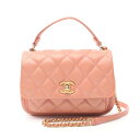 シャネル CHANEL ミニマトラッセ トップハンドル ショルダーバッグ バッグ ラムスキン(羊革) ピンク系 AS1226 【中古】