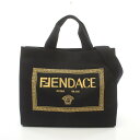 フェンディ FENDI FENDI × VERSACE FENDACE フェンダーチェ トートバッグ バッグ キャンバス ブラック系 7VA558 【中古】