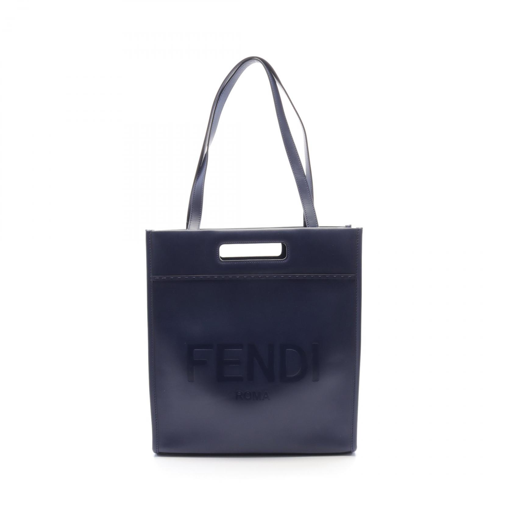 フェンディ FENDI SHOPPING BAG トートバッグ バッグ レザー ネイビー系 7VA481 【中古】