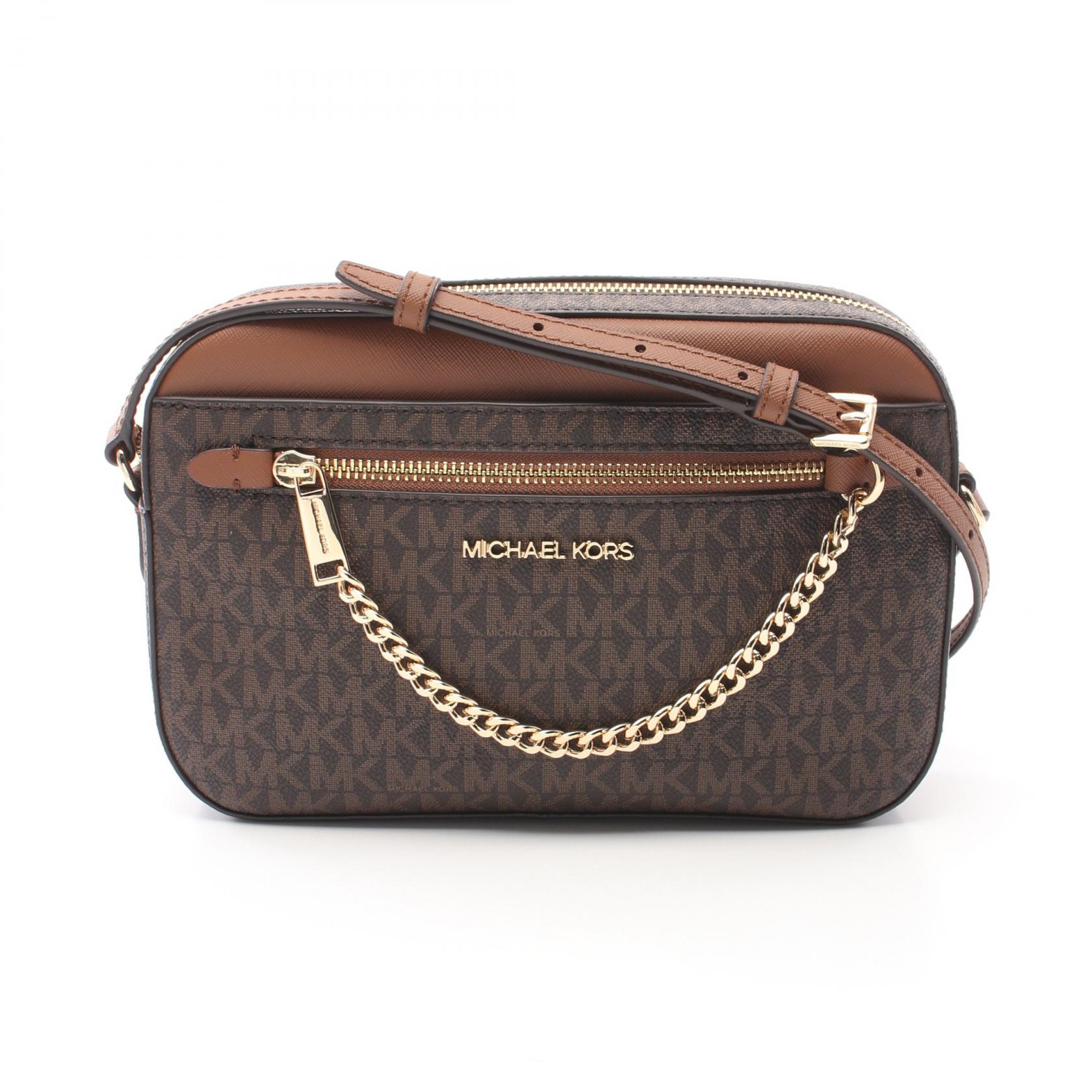 マイケルコース Michael Kors JET SET ITEM ジェットセット アイテム ショルダーバッグ バッグ PVCコーティングキャンバス レザー ブラウン系 35S1GTTC9B 【中古】