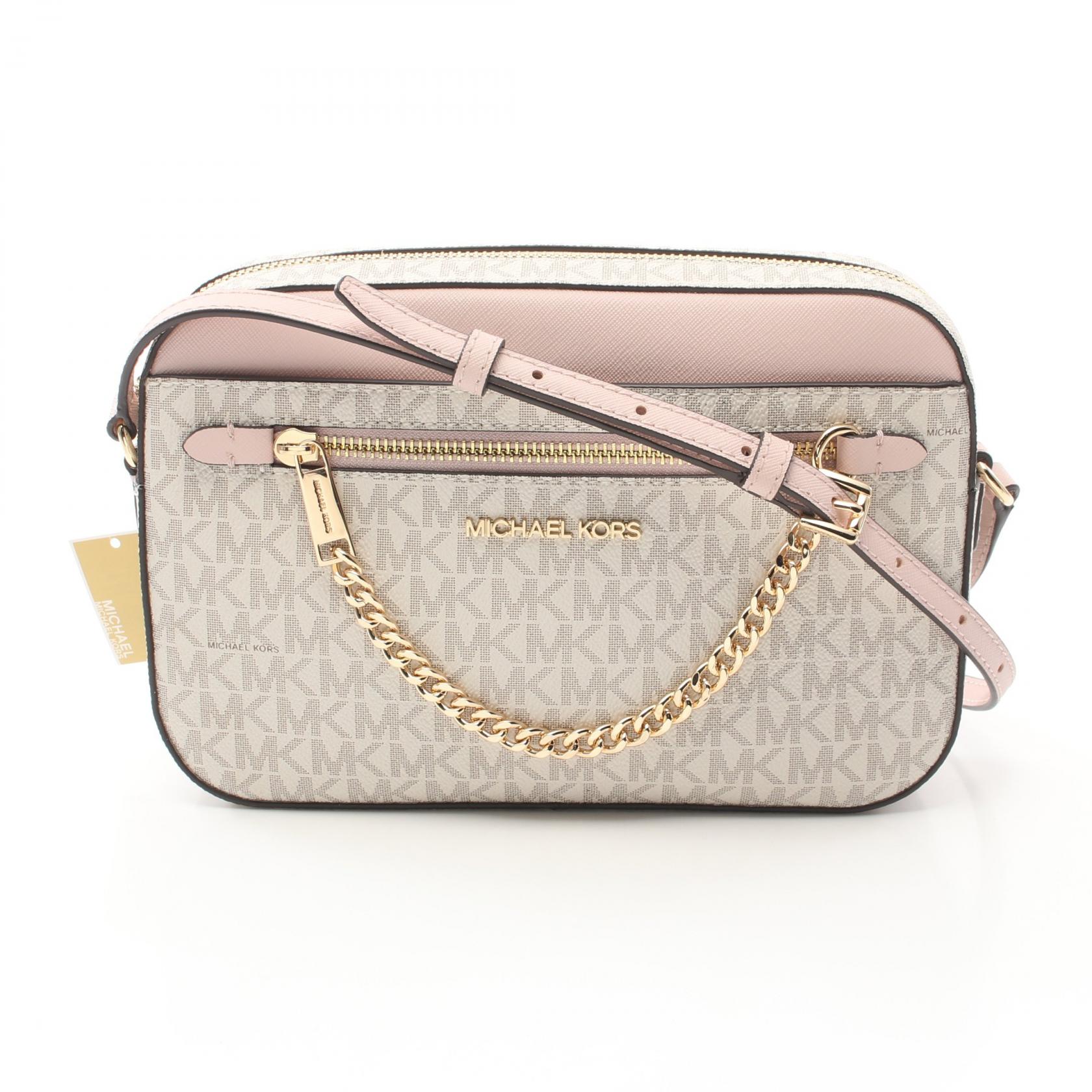 マイケルコース Michael Kors JET SET ITEM ジェットセット アイテム ショルダーバッグ バッグ PVCコーティングキャンバス レザー ホワイト系 / ピンク系 35S1GTTC9B 【中古】