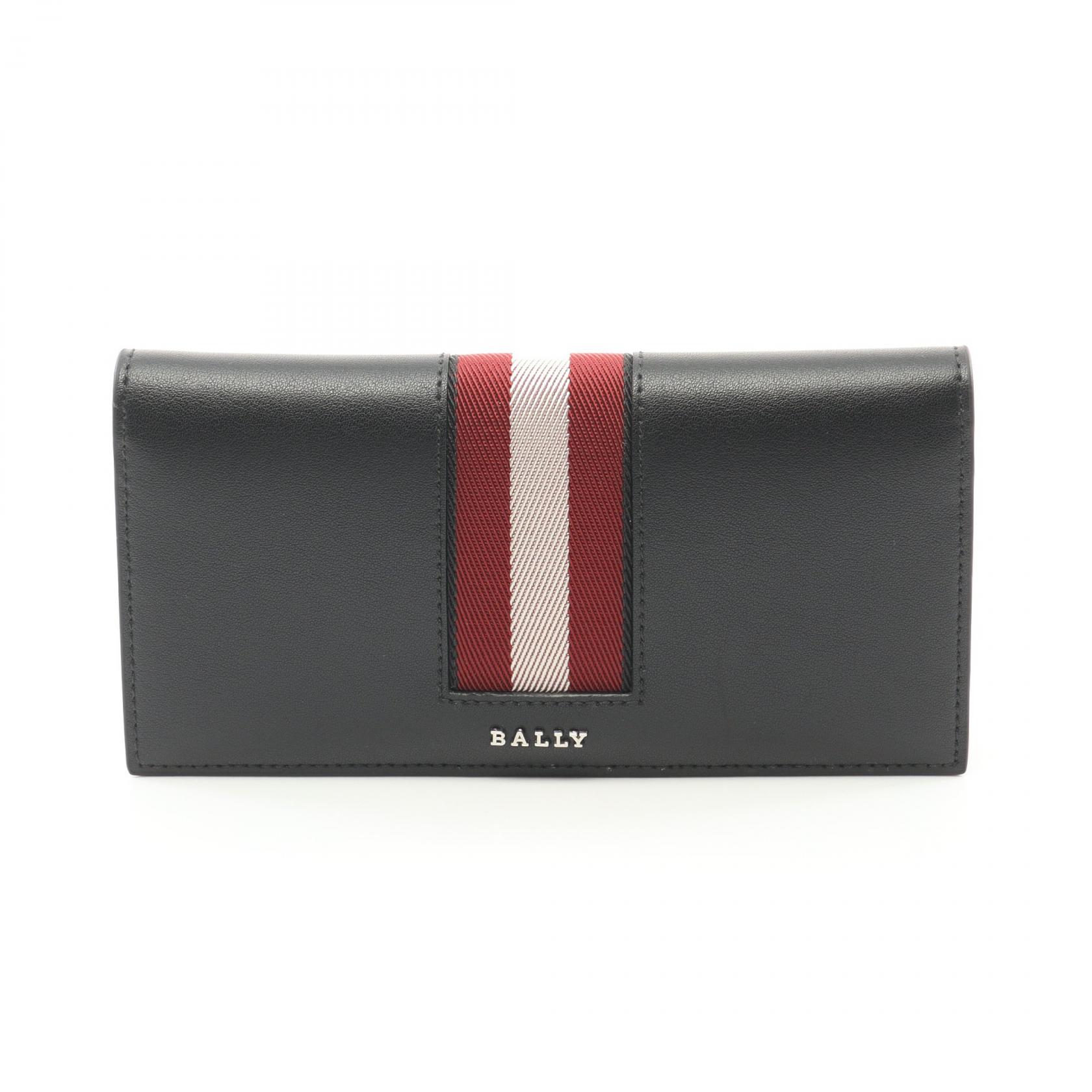 バリー BALLY 二つ折り長財布 財布 レザー ブラック系 6309713U901P 【中古】
