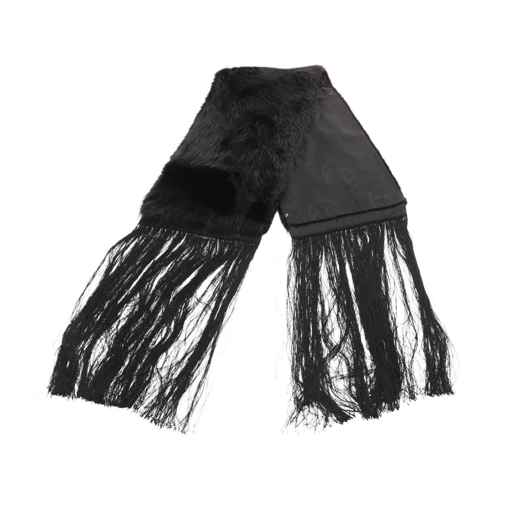 グッチ GUCCI マフラー 衣料品 シルク ビーバー ブラック系 【中古】