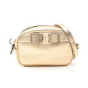 サルヴァトーレフェラガモ Salvatore Ferragamo ヴァラリボン ショルダーバッグ バッグ レザー ゴールド系 AUー21/H498 【中古】