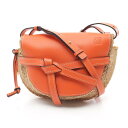 ロエベ LOEWE アナグラム ゲート ショルダーバッグ バッグ レザー ラフィア ベージュ系 / オレンジ系 【中古】