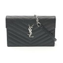 サンローランパリ SAINT LAURENT PARIS カサンドラ エンベロープ ショルダーバッグ バッグ レザー ブラック系 742920 【中古】