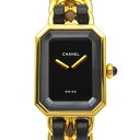 シャネル CHANEL プルミエールS 腕時計 時計 GP(ゴールドメッキ) レザー ブラック系 H0001 【中古】(2)
