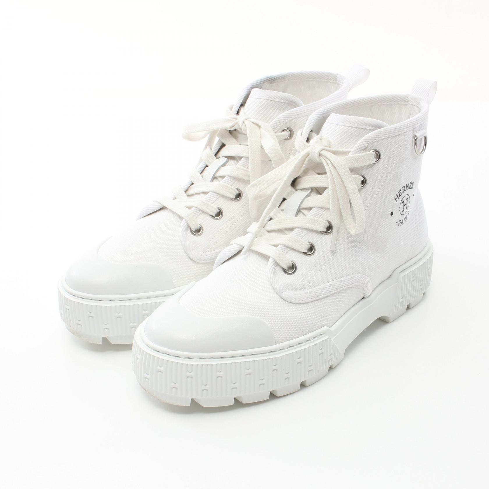 エルメス HERMES イティネレール ブーツ 靴 キャンバス ホワイト系 【中古】