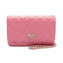 シャネル CHANEL マトラッセ ダブルピース ショルダーバッグ バッグ ラムスキン(羊革) ピンク系 AP1117 【中古】