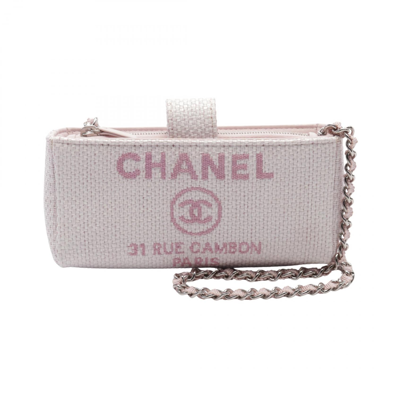 シャネル CHANEL ドーヴィル ミニ ショルダーバッグ バッグ ラフィア ピンク系 【中古】