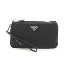 プラダ PRADA TESSUTO POCKET セカンドバッグ クラッチバッグ バッグ ナイロン サフィアーノレザー ブラック系 1MB0452DMVF0002 【中古】