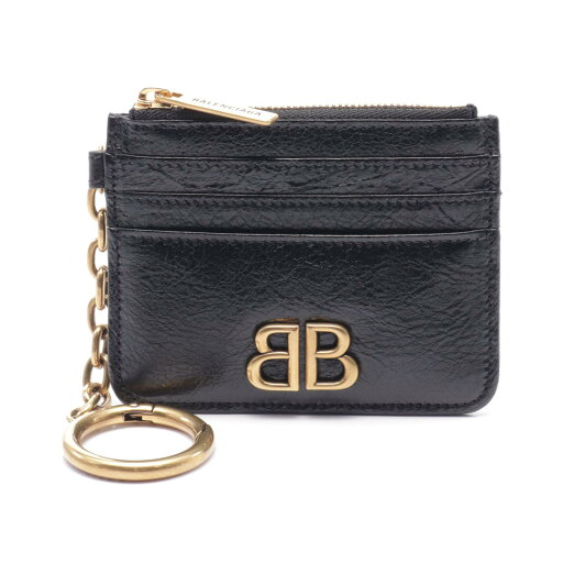 バレンシアガ BALENCIAGA MONACO キーチェーン付き カードホルダー コインケース 財布 レザー ブラック系 7938322AAXB1000 【中古】 バレンシアガ BALENCIAGA MONACO キーチェーン付き カードホルダー コインケース 財布 レザー ブラック系 7938322AAXB1000 【中古】