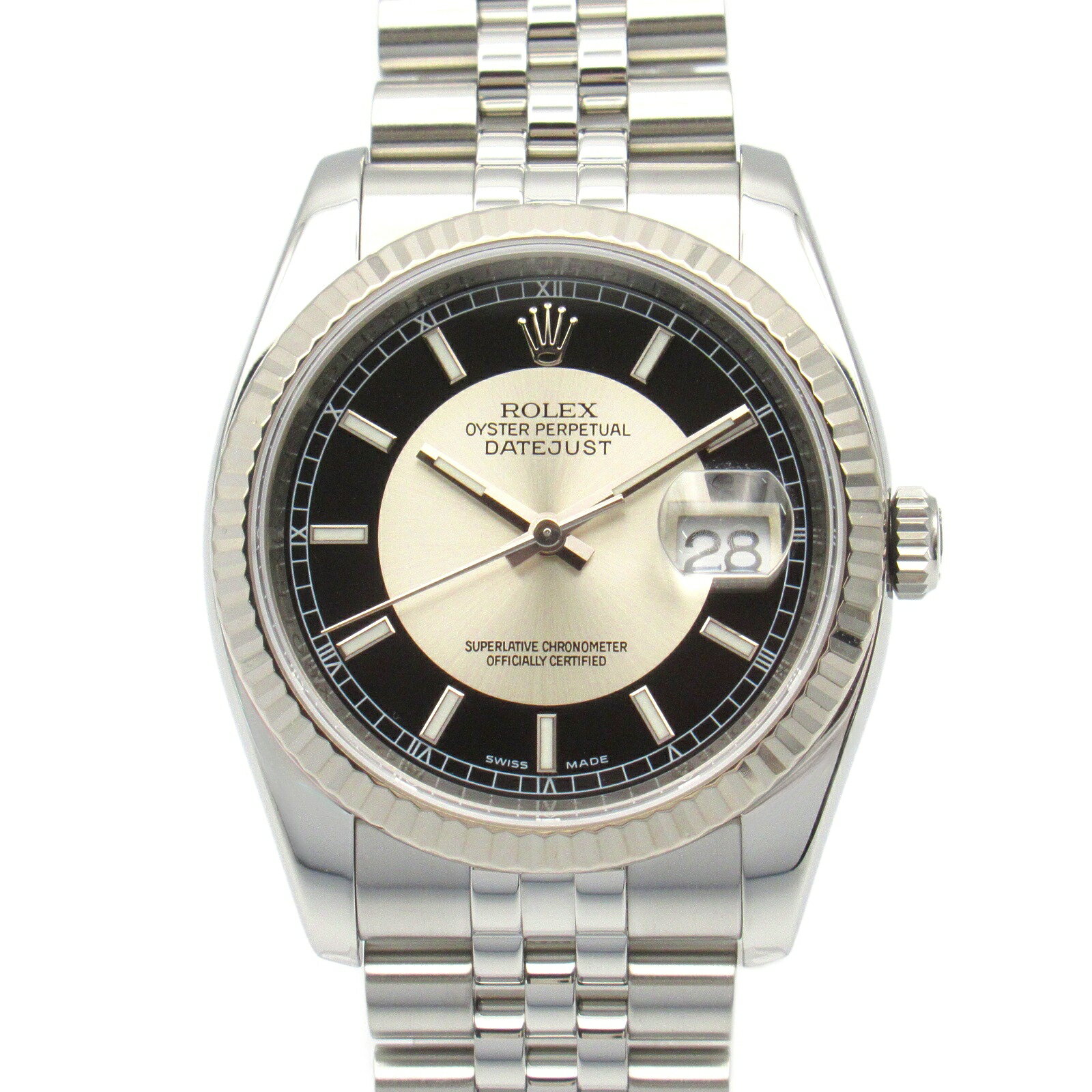 ロレックス ROLEX デイトジャスト M番 腕時計 時計 K18WG(ホワイトゴールド) ステンレススチール シルバー系 / ブラック系 116234 【中古】