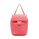 シャネル CHANEL マトラッセ リュックサック バックパック バッグ レザー ピンク系 A91121 【中古】