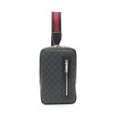 グッチ GUCCI スリングバックバッグ GGスプリーム ウエストバッグ ボディバッグ バッグ PVCコーティングキャンバス レザー グレー系 / ブラック系 ...
