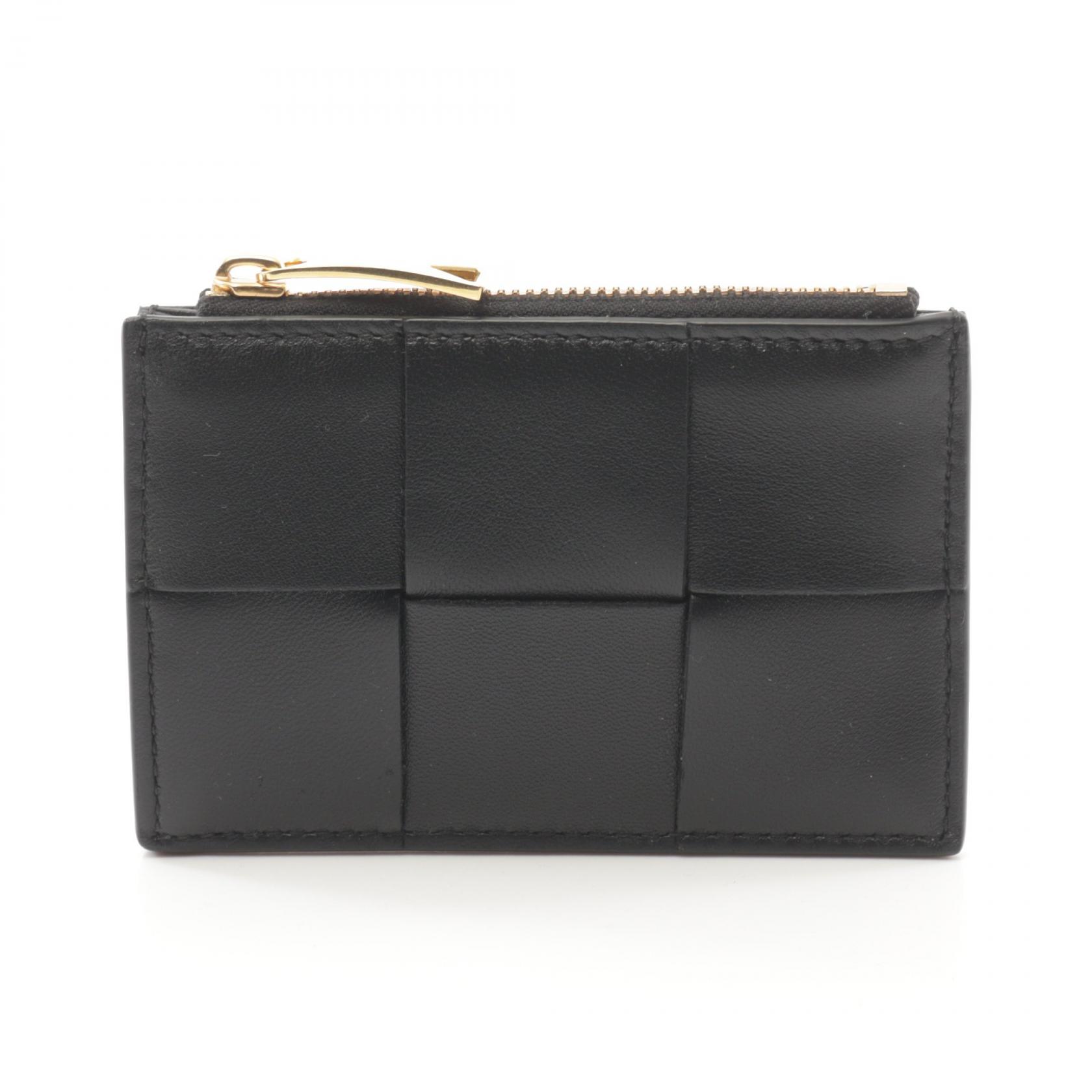 ボッテガヴェネタ BOTTEGA VENETA マキシイントレチャート コインケース 財布 レザー ブラック系 681009VCQC48425 【中古】