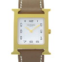 エルメス HERMES Hウォッチ 腕時計 時計 GP(ゴールドメッキ) レザーベルト ホワイト系 HH1.510 【中古】