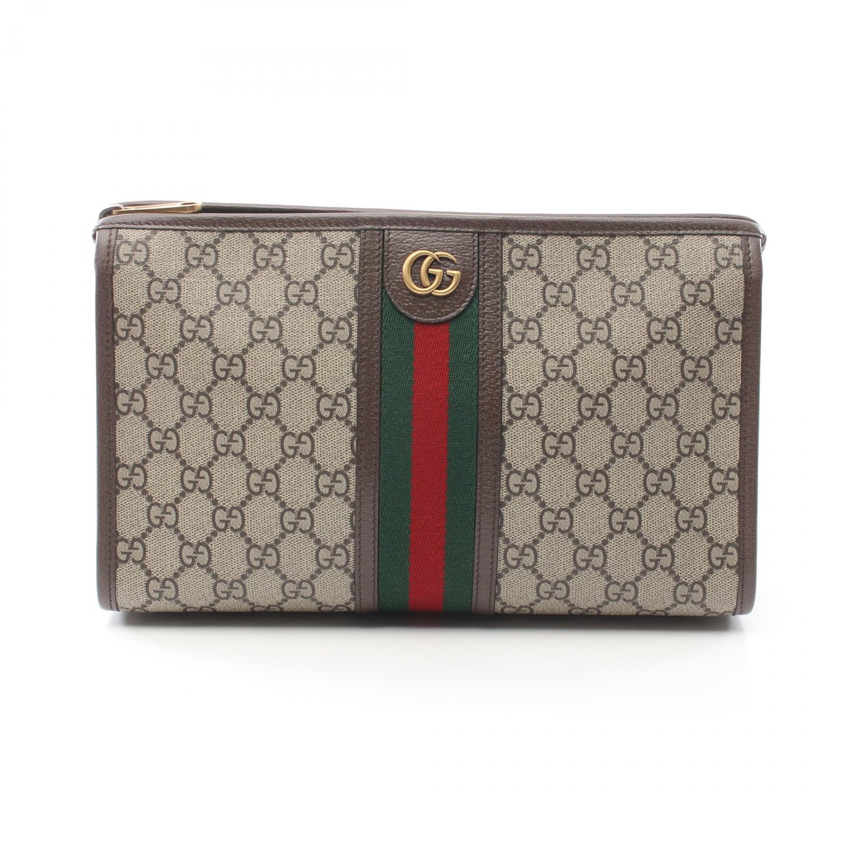グッチ GUCCI オフディア GGスプリーム ポーチ バッグ PVCコーティングキャンバス レザー ベージュ系 / ブラウン系 59823496IWT8745 【新品】