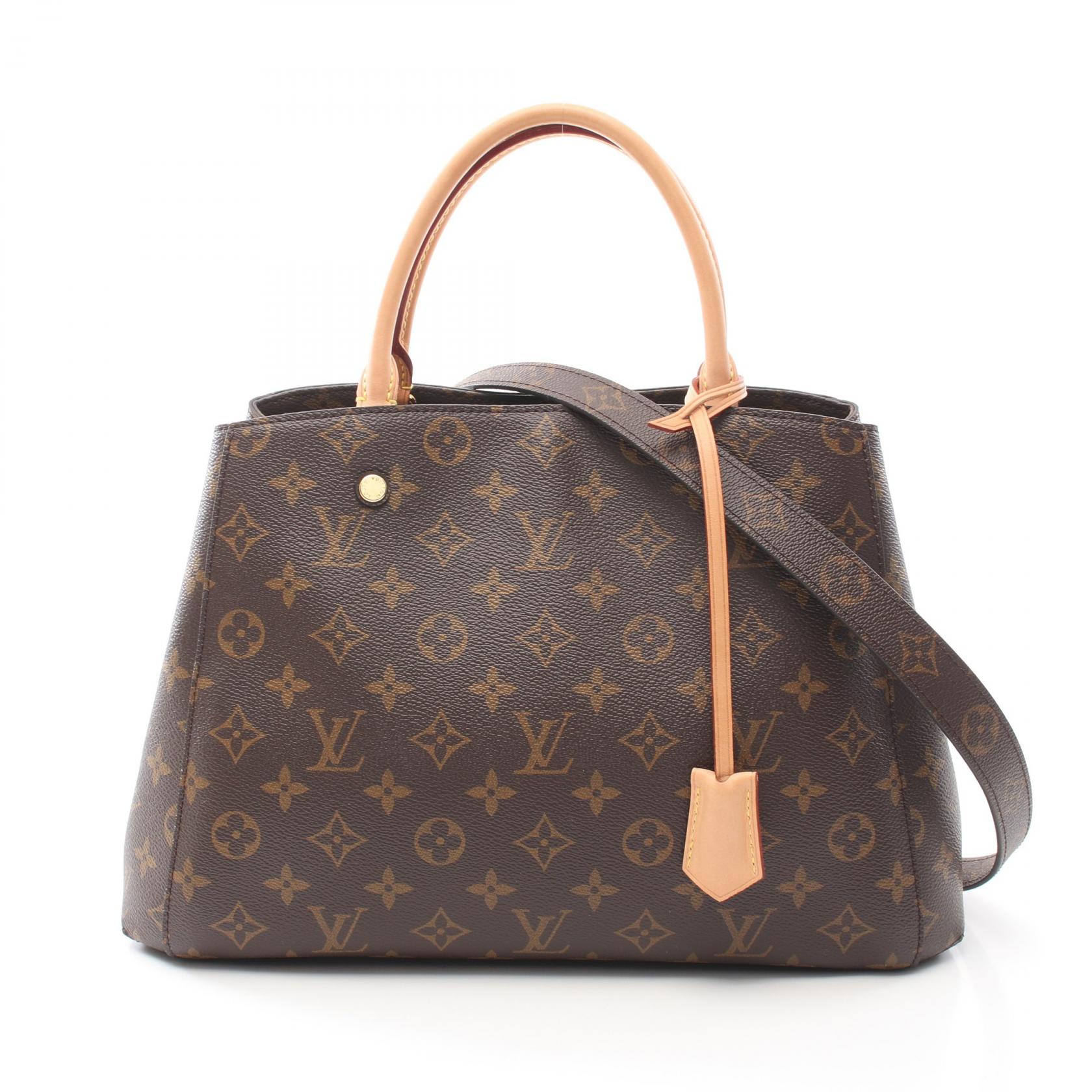 ルイ・ヴィトン LOUIS VUITTON モンテーニュMM ハンドバッグ バッグ PVCコーティングキャンバス レザー モノグラム ブラウン系 M41056 【中古】