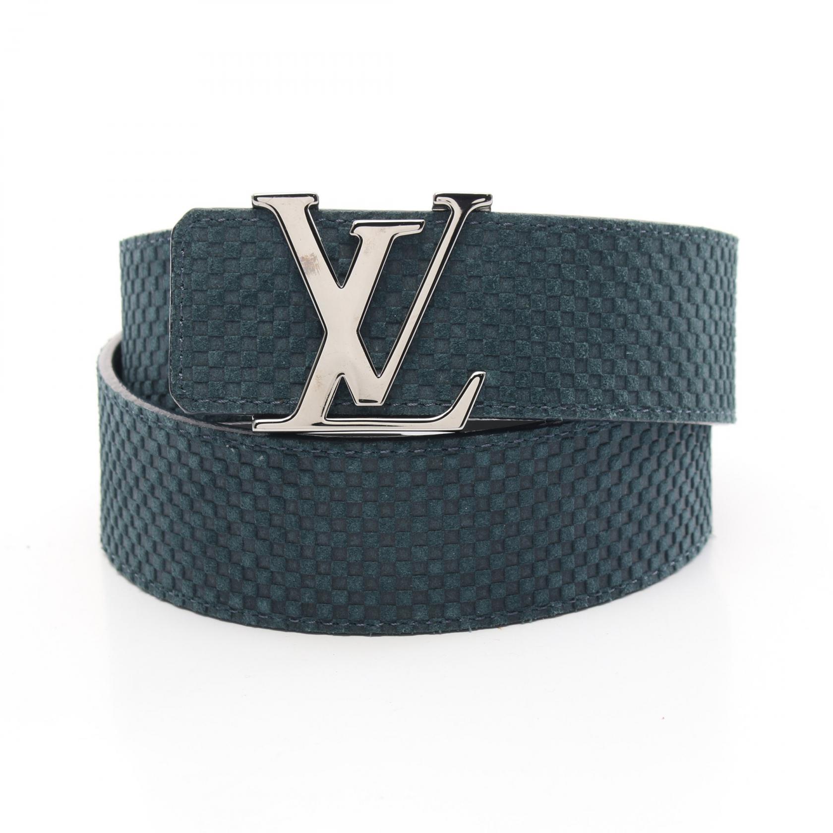 ルイ・ヴィトン LOUIS VUITTON サンチュール LVイニシアル アビス ベルト 衣料品 スウェード グリーン系 M9765 【中古】