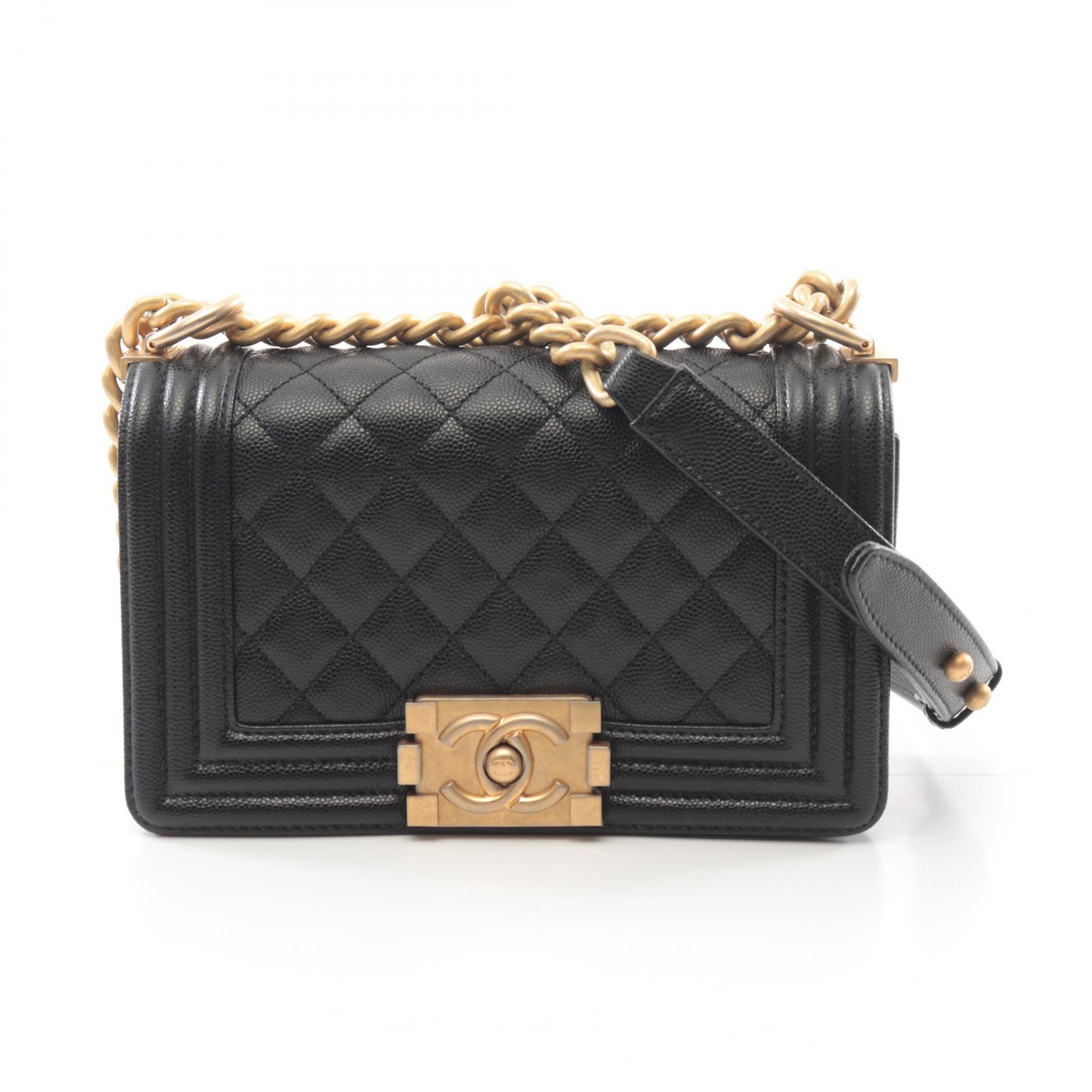シャネル CHANEL ボーイシャネル スモール ショルダーバッグ バッグ キャビアスキン(グレインドカーフ) ブラック系 A67085 【中古】