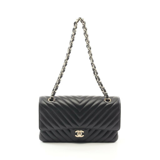 シャネル CHANEL シェブロン Vステッチ Wフラップ ショルダーバッグ バッグ ラムスキン(羊革) ブラック系 A01166 【中古】 シャネル CHANEL シェブロン Vステッチ Wフラップ ショルダーバッグ バッグ ラムスキン(羊革) ブラック系 A01166 【中古】