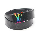 ルイ・ヴィトン LOUIS VUITTON サンチュール LVイニシャル モノグラムエクリプス ベルト 衣料品 PVCコーティングキャンバス レザー ブラック系...