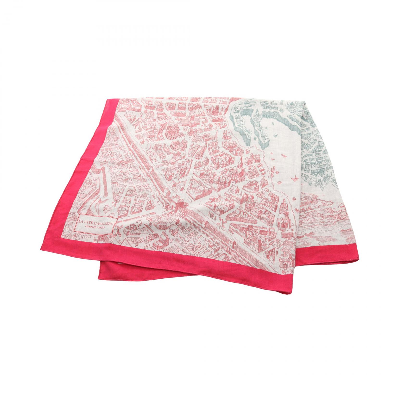 エルメス HERMES カレジェアン カレ140 LA CITE CAVALIERE スカーフ 衣料品 シルク カシミヤ シルク グレー系 / ピンク系 / マルチカラー 【中古】のサムネイル