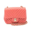 シャネル CHANEL シェブロン Vステッチ ショルダーバッグ バッグ ラムスキン(羊革) ピンク系 A35200 【中古】(4)