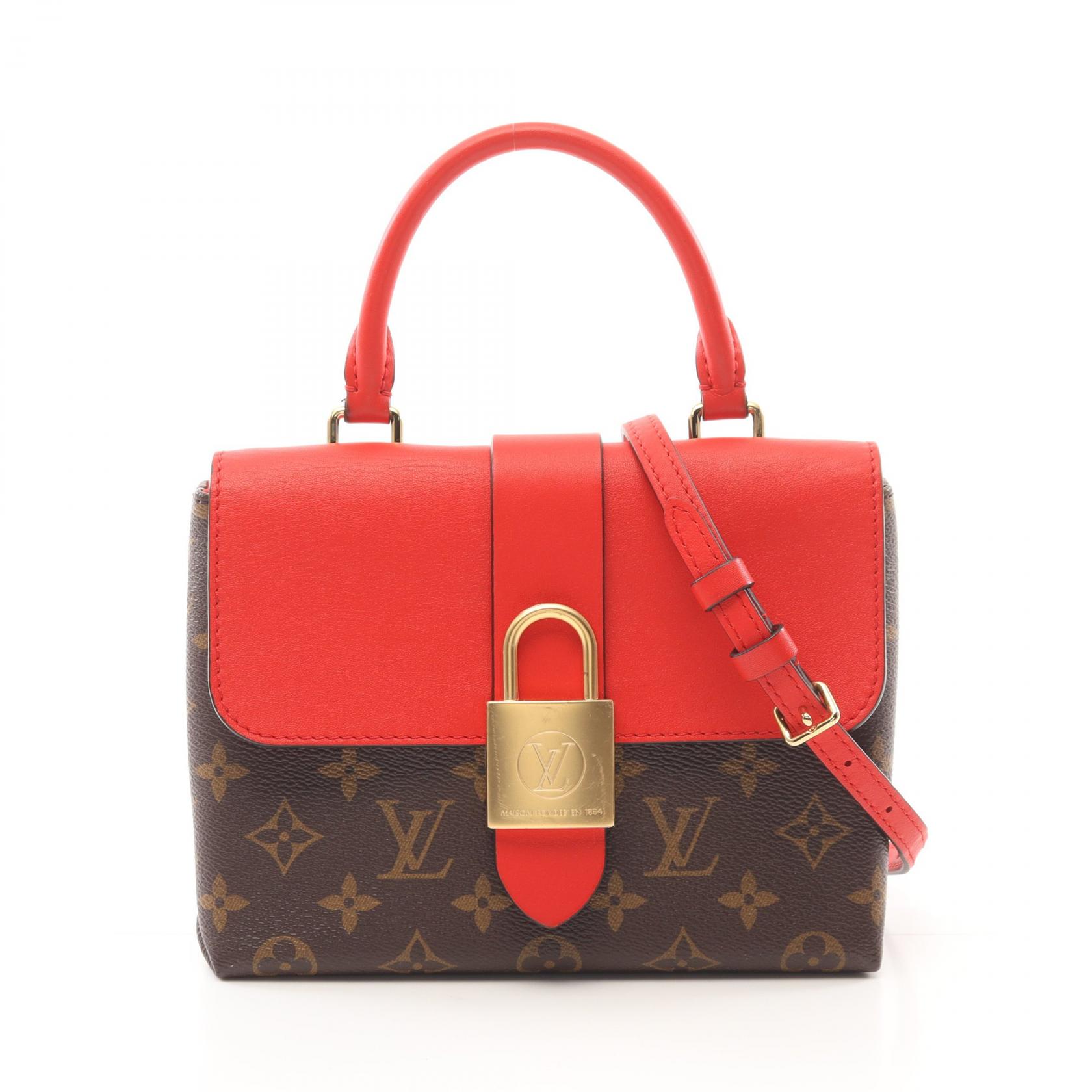 ルイ・ヴィトン LOUIS VUITTON ロッキーBB ハンドバッグ バッグ PVCコーティングキャンバス レザー モノグラム ブラウン系 / レッド系 M44322 【中古】