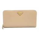 プラダ PRADA ラウンド長財布 ラウンド長財布 財布 レザー カーフレザー ベージュ系 1ML506 【中古】