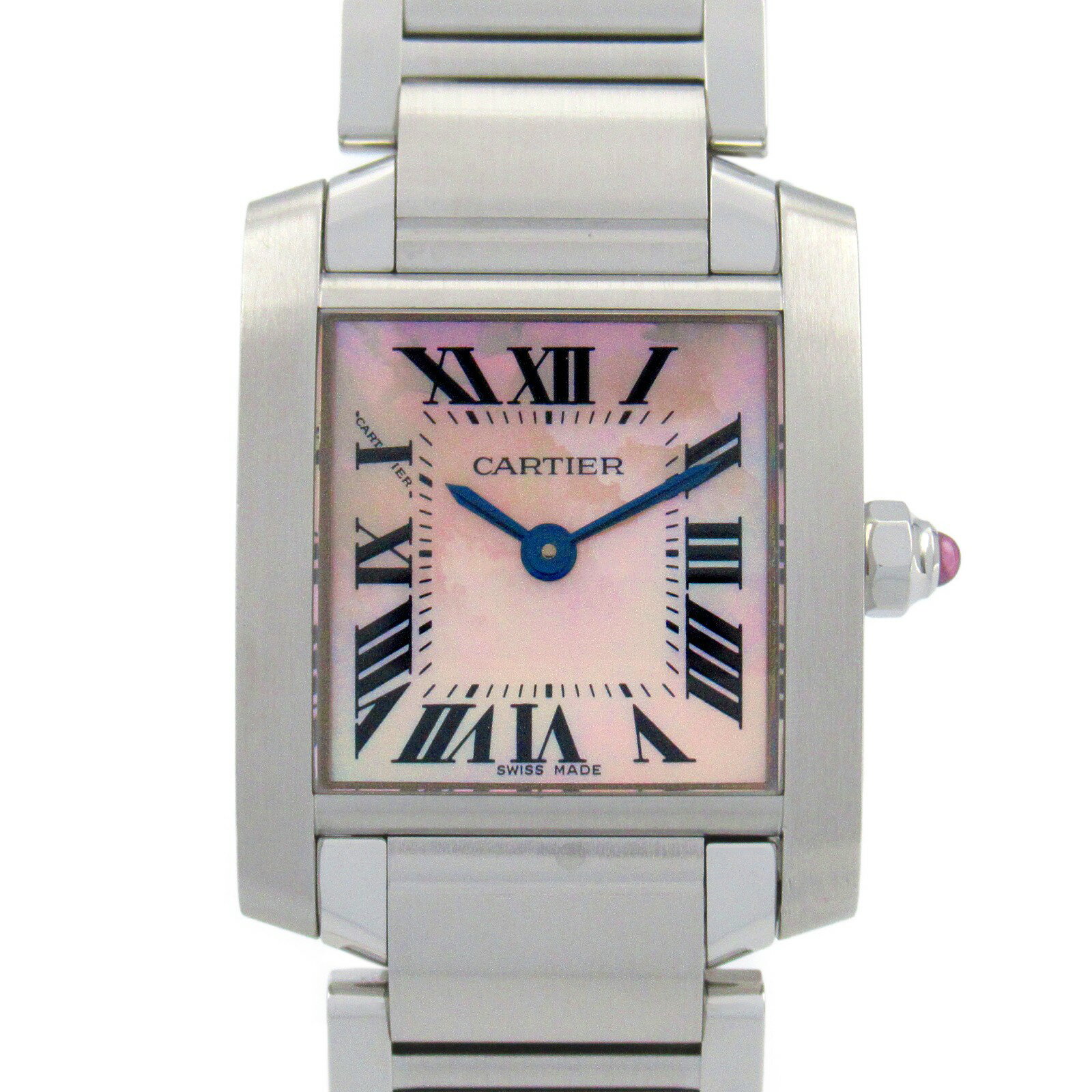 カルティエ CARTIER タンクフランセーズ SM 腕時計 時計 ステンレススチール ピンク系 ピンクシェル W51028Q3 【中古】