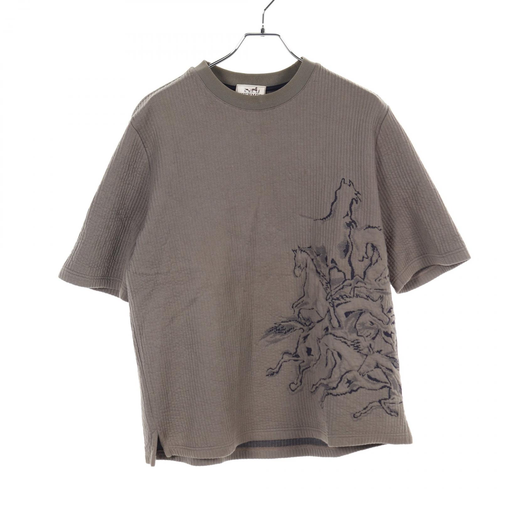 エルメス HERMES カヴァルカード カットソー 衣料品 トップス コットン グリーン系 / ネイビー系 【中古】
