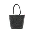 シャネル CHANEL カンボンライン ミディアム トートバッグ バッグ レザー ブラック系 A25167 【中古】