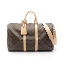 ルイ・ヴィトン LOUIS VUITTON キーポル バンドリエール45 モノグラム ボストンバッグ バッグ PVCコーティングキャンバス レザー ブラウン系 ...