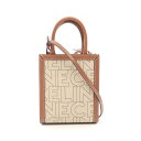 セリーヌ CELINE ミニ バーティカルカバ ハンドバッグ バッグ キャンバス レザー アイボリー系 / ブラウン系 193302EUK 【中古】