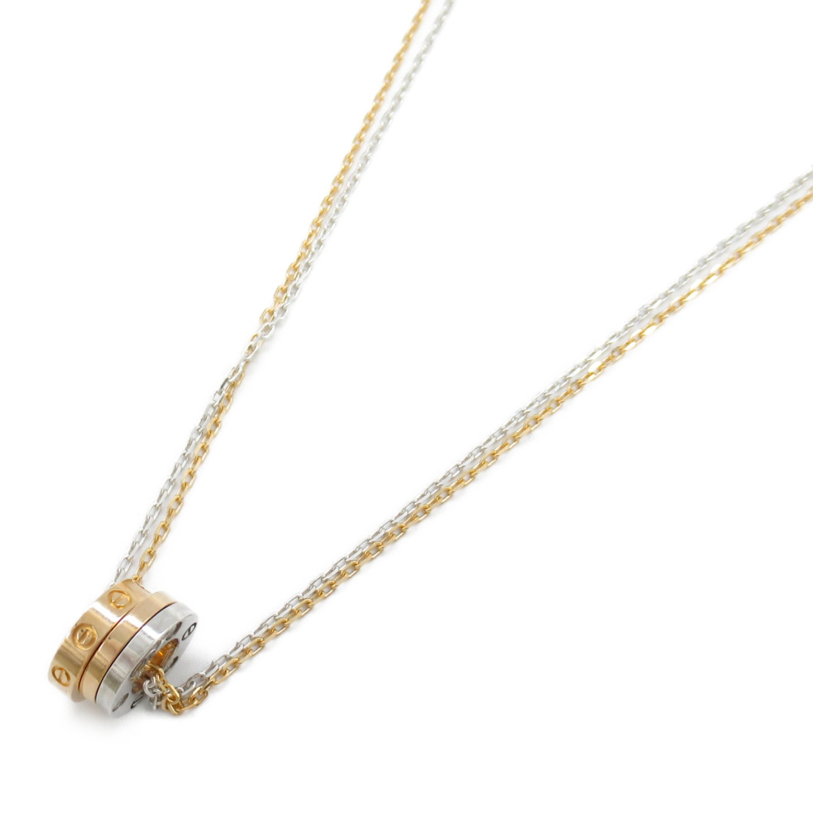 カルティエ CARTIER ラブスリーフープ ダイヤ ネックレス ネックレス ジュエリー K18(イエローゴールド) K18WG(ホワイトゴールド) K18(ピンクゴールド)/ダイヤモンド クリア系 【中古】