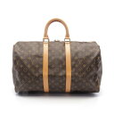 ルイ・ヴィトン LOUIS VUITTON キーポル45 モノグラム ボストンバッグ バッグ PVCコーティングキャンバス レザー ブラウン系 M41428 【...