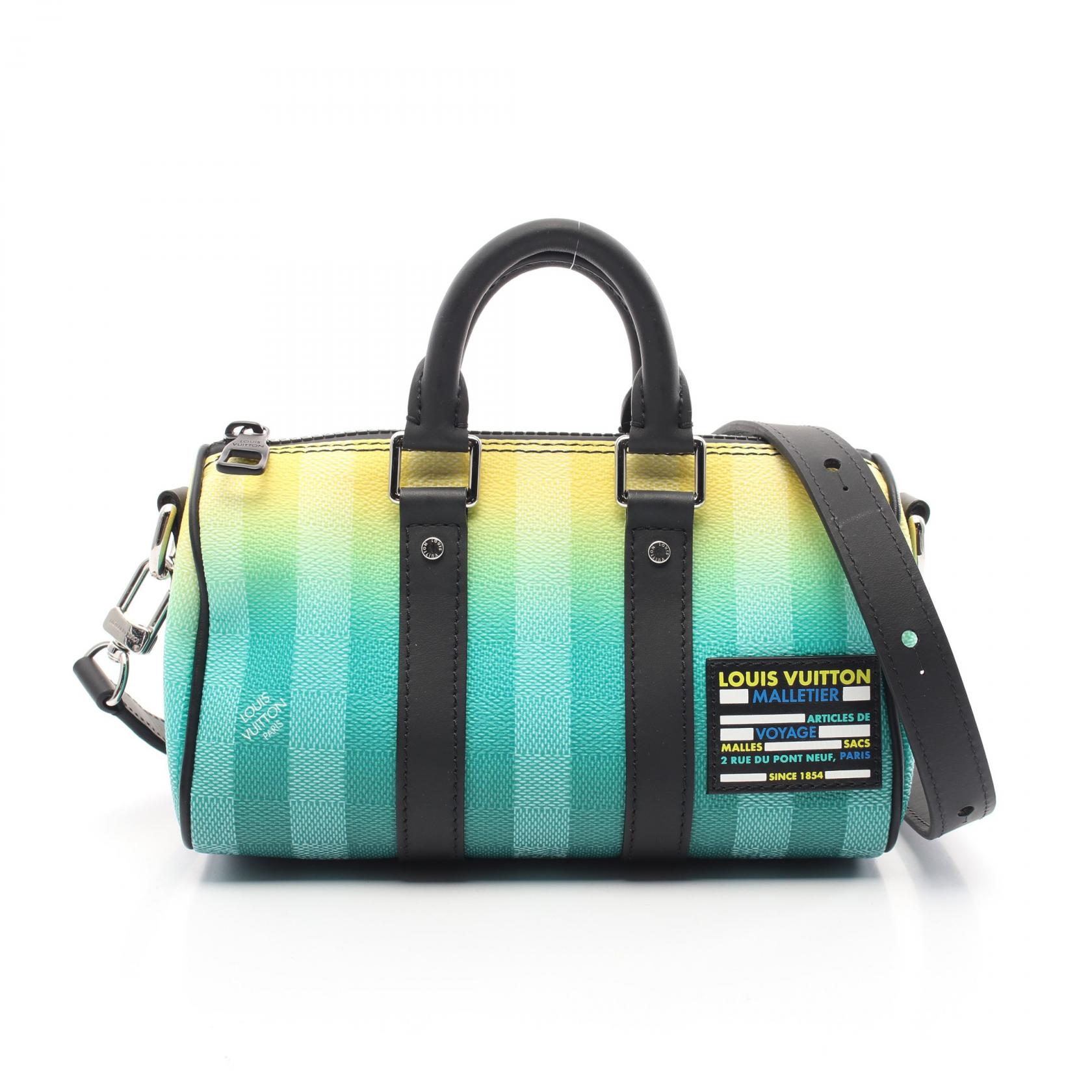 ルイ・ヴィトン LOUIS VUITTON キーポル XS ダミエストライプ ハンドバッグ バッグ PVCコーティングキャンバス レザー グリーン系 / イエロー系 / ブラック系 M59949 【中古】