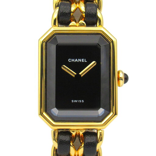 シャネル CHANEL プルミエールM 腕時計 時計 GP(ゴールドメッキ) レザー ブラック系 H0001 【中古】 シャネル CHANEL プルミエールM 腕時計 時計 GP(ゴールドメッキ) レザー ブラック系 H0001 【中古】