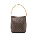 ルイ・ヴィトン LOUIS VUITTON ルーピングGM ショルダーバッグ バッグ PVCコーティングキャンバス レザー モノグラム ブラウン系 M51145...