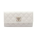 シャネル CHANEL マトラッセ 二つ折り長財布 財布 キャビアスキン(グレインドカーフ) ホワイト系 【中古】(4)