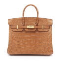 エルメス HERMES バーキン25 ハンドバッグ バッグ アリゲーターマット アリゲーターマット ブラウン系 【中古】